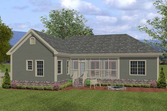 Exterior - Rear Elevation for Traditional House Plan #56-677 - 3 bed, 3 bath