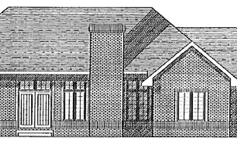 Architectural House Design - Exterior - Rear Elevation for Ranch House Plan #70-1300 - 3 bed, 2 bath