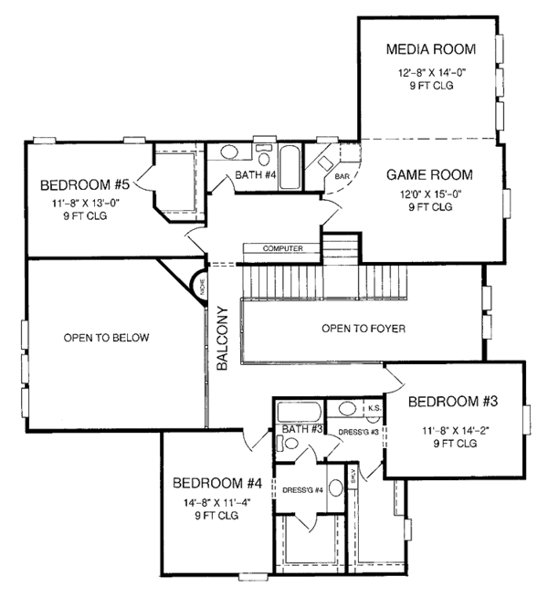 Dream House Plan - Country Floor Plan - Upper Floor Plan #952-192