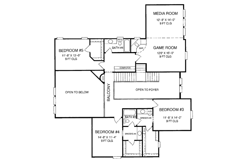 Dream House Plan - Floor Plan - Upper Floor for Country House Plan #952-192 - 5 bed, 4.5 bath
