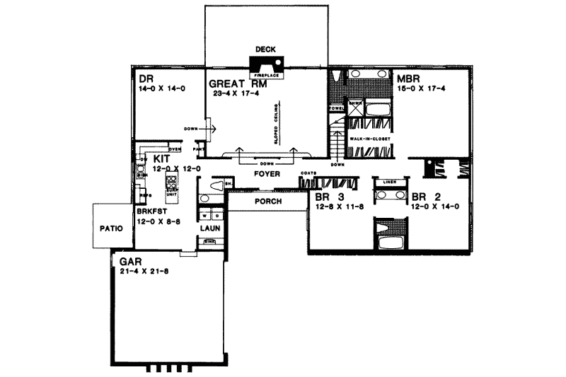 Home Plan - Floor Plan - Main Floor for Traditional House Plan #72-392 - 4 bed, 3.5 bath