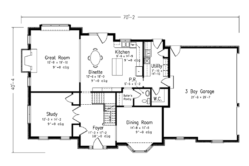 Dream House Plan - Floor Plan - Main Floor for European House Plan #994-1 - 4 bed, 2.5 bath