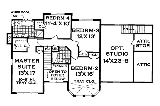 Floor Plan - Upper Floor for Victorian House Plan #3-251 - 4 bed, 2.5 bath