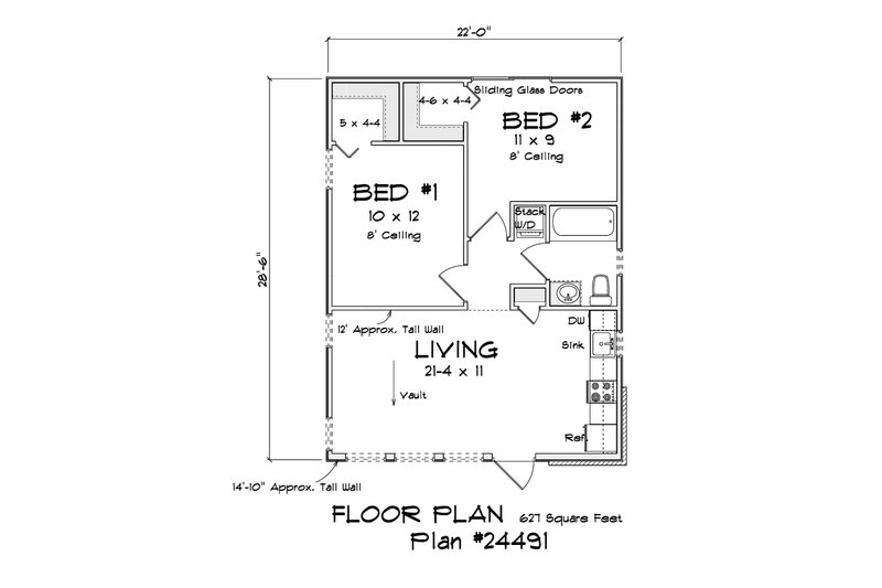 House Blueprint - Floor Plan - Main Floor for Modern House Plan #513-2284 - 2 bed, 1 bath