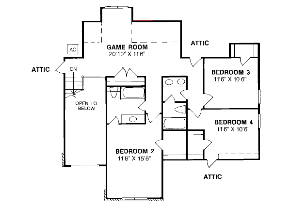 Architectural House Design - European Floor Plan - Upper Floor Plan #20-198