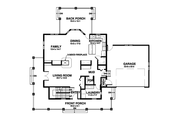 Floor Plan - Main Floor for Country House Plan #1042-5 - 3 bed, 2.5 bath