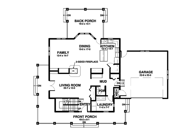House Blueprint - Floor Plan - Main Floor for Country House Plan #1042-5 - 3 bed, 2.5 bath