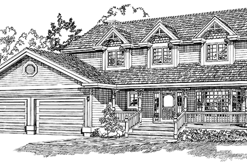 House Blueprint - Exterior - Front Elevation 3 for Country House Plan #47-1018 - 4 bed, 2.5 bath