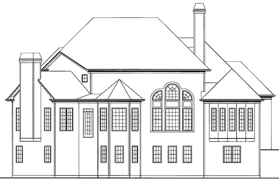 Exterior - Rear Elevation for Country House Plan #54-202 - 4 bed, 3.5 bath
