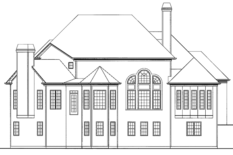 House Blueprint - Exterior - Rear Elevation for Country House Plan #54-202 - 4 bed, 3.5 bath