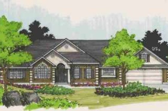 Exterior - Front Elevation for European House Plan #308-220 - 5 bed, 3 bath