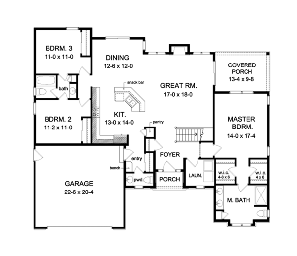 House Plan Design - Ranch Floor Plan - Main Floor Plan #1010-101