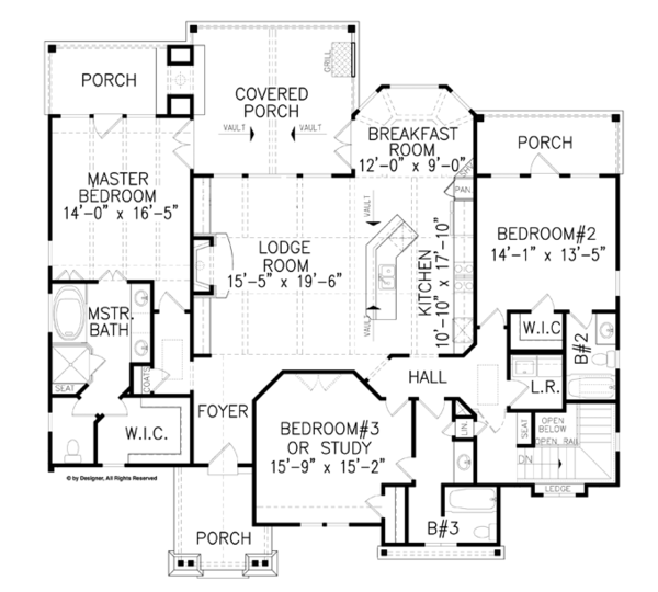 Dream House Plan - Craftsman Floor Plan - Main Floor Plan #54-369