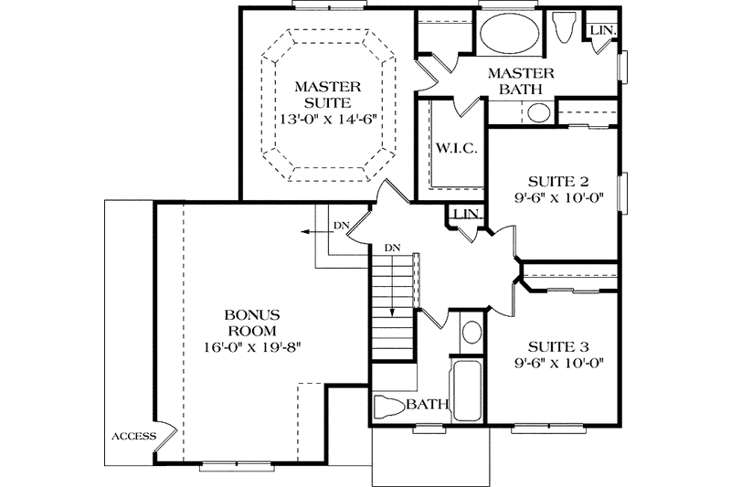 Architectural House Design - Floor Plan - Upper Floor for Colonial House Plan #453-265 - 3 bed, 2.5 bath