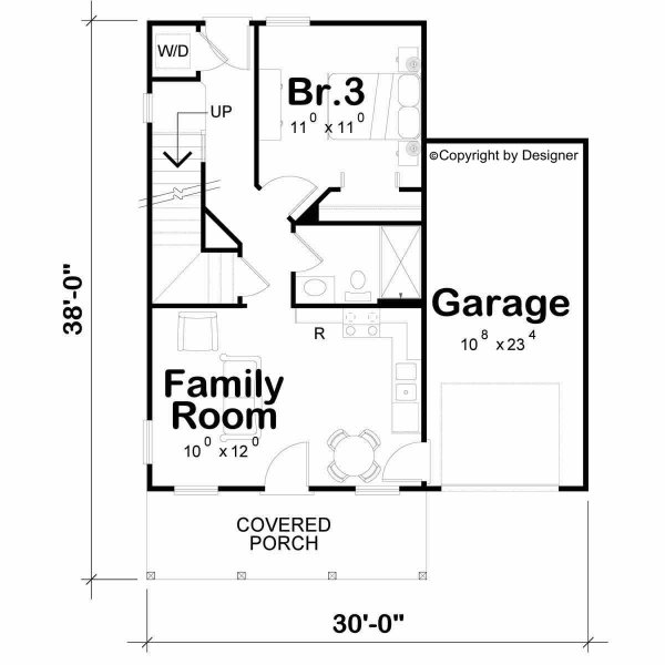 Architectural House Design - Floor Plan - Main Floor for Cottage House Plan #20-2649 - 3 bed, 3 bath