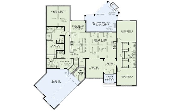 Floor Plan - Main Floor for European House Plan #17-2522 - 3 bed, 2.5 bath