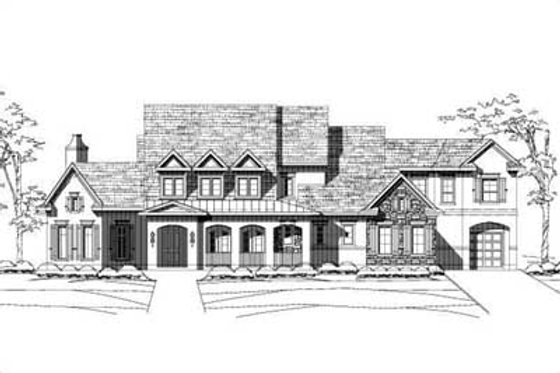 Exterior - Front Elevation for Mediterranean House Plan #411-178 - 5 bed, 4 bath