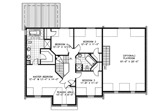 Floor Plan - Upper Floor for European House Plan #138-285 - 4 bed, 2.5 bath