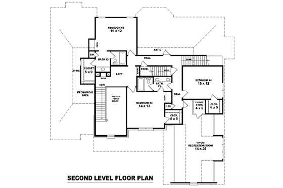 Floor Plan - Upper Floor for European House Plan #81-1269 - 4 bed, 3.5 bath