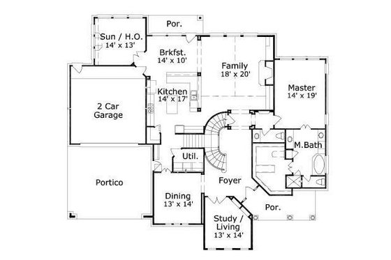 Floor Plan - Main Floor for Traditional House Plan #411-807 - 4 bed, 3.5 bath