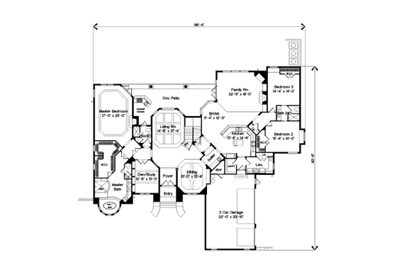 Floor Plan - Main Floor for European House Plan #135-172 - 6 bed, 6 bath