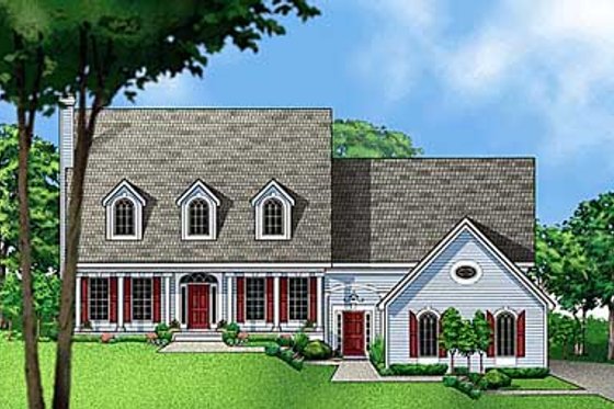 Exterior - Front Elevation for Southern House Plan #67-600 - 4 bed, 3.5 bath