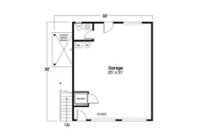Floor Plan - Main Floor for Craftsman House Plan #124-1291, 1.5 bath