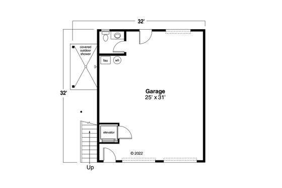 Floor Plan - Main Floor for Craftsman House Plan #124-1291, 1.5 bath