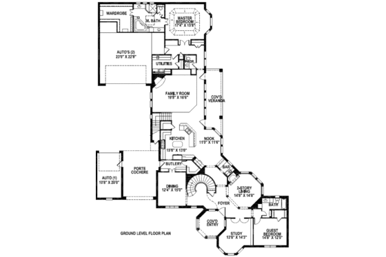 Floor Plan - Main Floor for European House Plan #141-244 - 5 bed, 4.5 bath