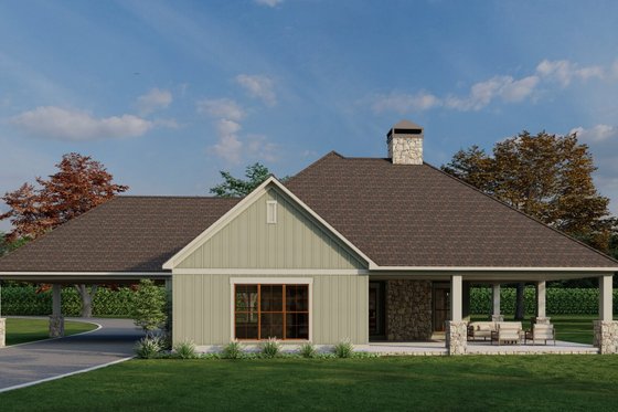 Exterior - Rear Elevation for Craftsman House Plan #923-4 - 2 bed, 2 bath
