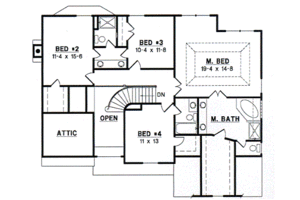 Floor Plan - Upper Floor for European House Plan #67-514 - 4 bed, 3.5 bath