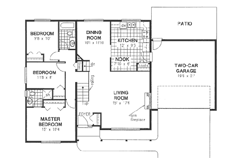 Dream House Plan - Floor Plan - Main Floor for Traditional House Plan #18-9069 - 3 bed, 2 bath