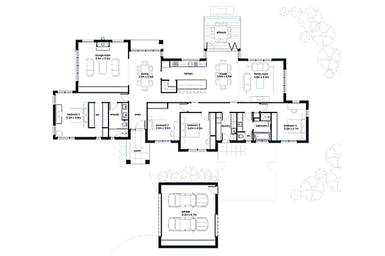 Floor Plan - Main Floor for Modern House Plan #496-4 - 4 bed, 2 bath
