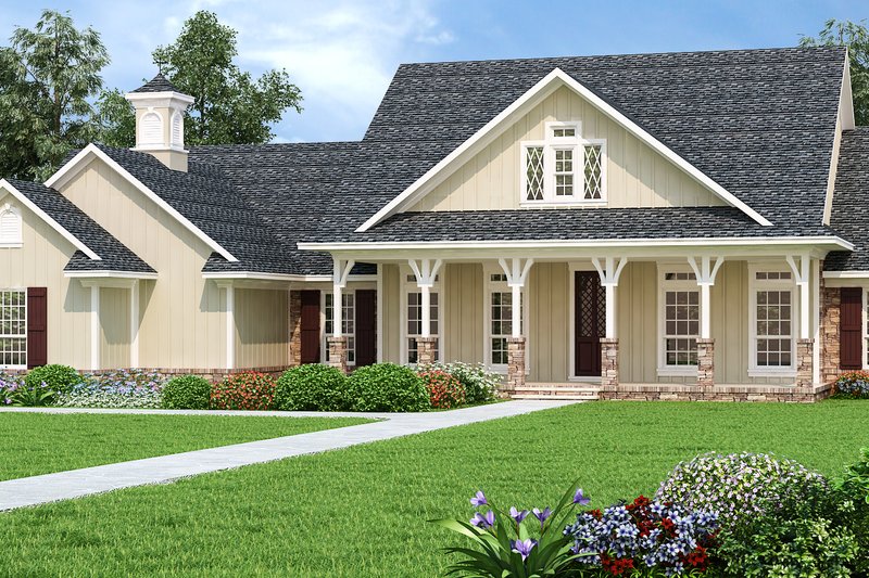 Architectural House Design - Craftsman Exterior - Front Elevation Plan #45-587
