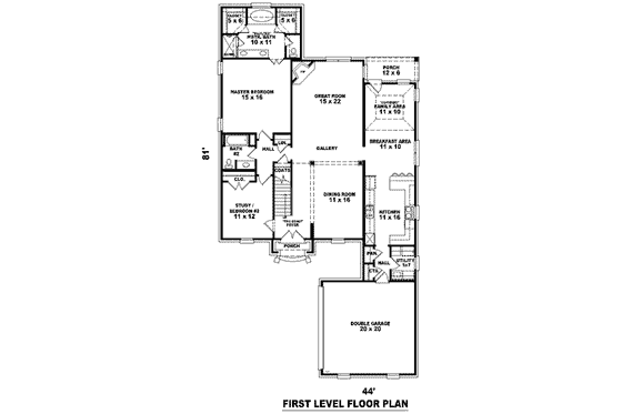Floor Plan - Main Floor for Colonial House Plan #81-1506 - 4 bed, 4 bath
