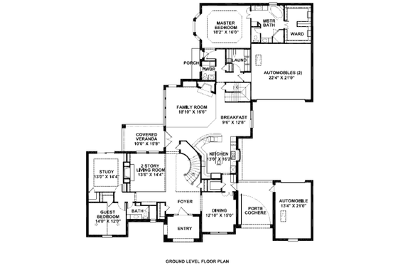 Floor Plan - Main Floor for European House Plan #141-234 - 5 bed, 6.5 bath
