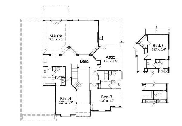 Traditional Floor Plan - Upper Floor Plan #411-391