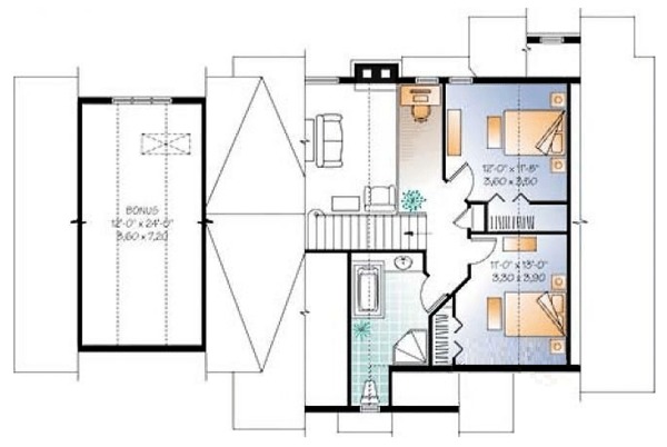 Craftsman Floor Plan - Upper Floor Plan #23-2485