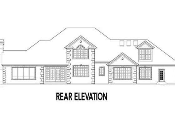Exterior - Rear Elevation for European House Plan #48-349 - 5 bed, 3.5 bath