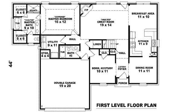Floor Plan - Main Floor for Colonial House Plan #81-1434 - 3 bed, 3 bath