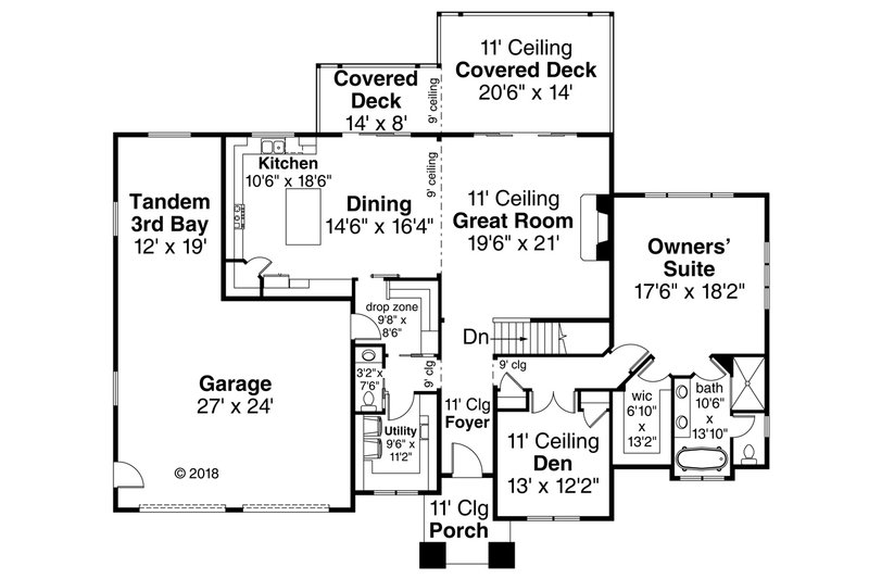Architectural House Design - Floor Plan - Main Floor for Traditional House Plan #124-1118 - 3 bed, 2.5 bath