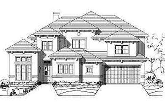 Exterior - Front Elevation for European House Plan #411-712 - 4 bed, 3.5 bath