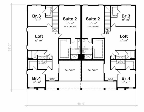 House Blueprint - Modern Floor Plan - Upper Floor Plan #20-2534
