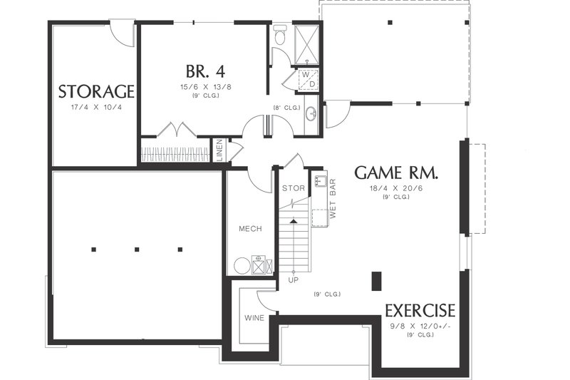 House Plan Design - Lower Level Floor Plan - 3600 square foot Prairie home