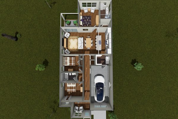 House Blueprint - Floor Plan - Main Floor 1 for Cottage House Plan #513-2447 - 3 bed, 2 bath
