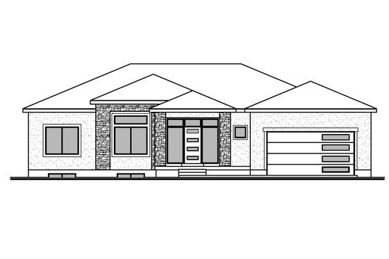 Exterior - Front Elevation 3 for Contemporary House Plan #1073-20 - 4 bed, 2.5 bath