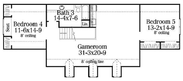 Southern Floor Plan - Upper Floor Plan #406-110
