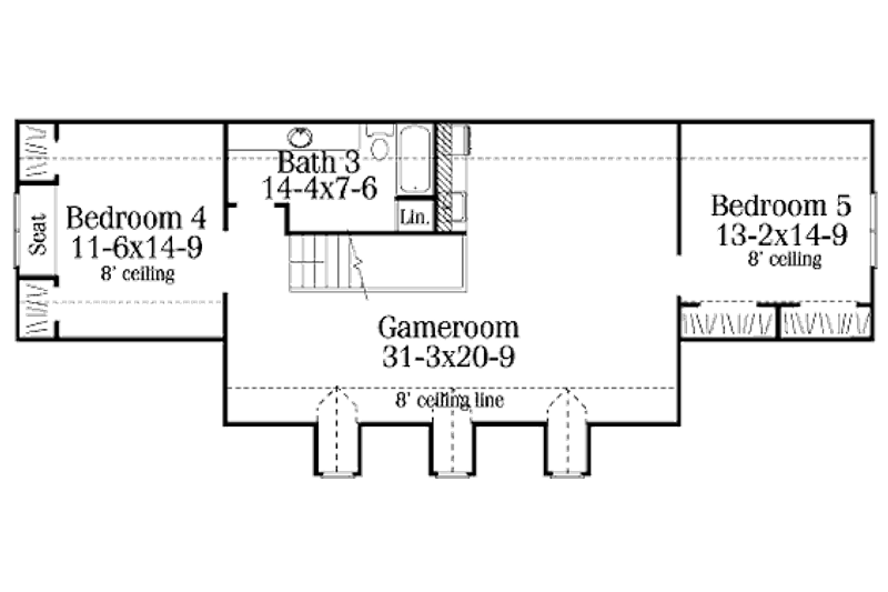Dream House Plan - Floor Plan - Upper Floor 1 for Southern House Plan #406-110 - 5 bed, 3.5 bath