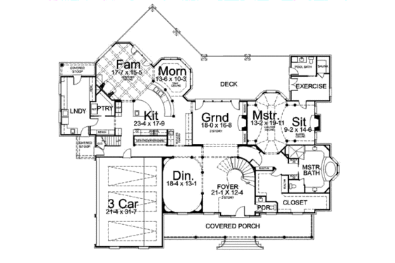 Floor Plan - Main Floor for European House Plan #119-342 - 4 bed, 5 bath