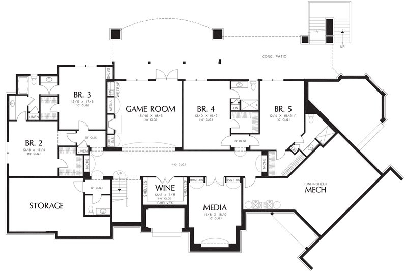 Home Plan - Floor Plan - Lower Floor for European House Plan #48-362 - 5 bed, 5.5 bath